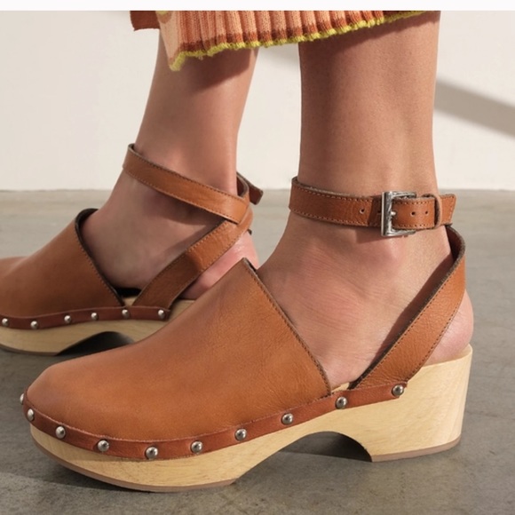 Free People X Unalira Tan Leather Platform Kaia Clogs - Picture 4 of 7